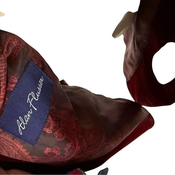 Alan Flusser Burgundy and Black trim Blazer EUC Men’s size 40 Regular Beautiful - Picture 10 of 10